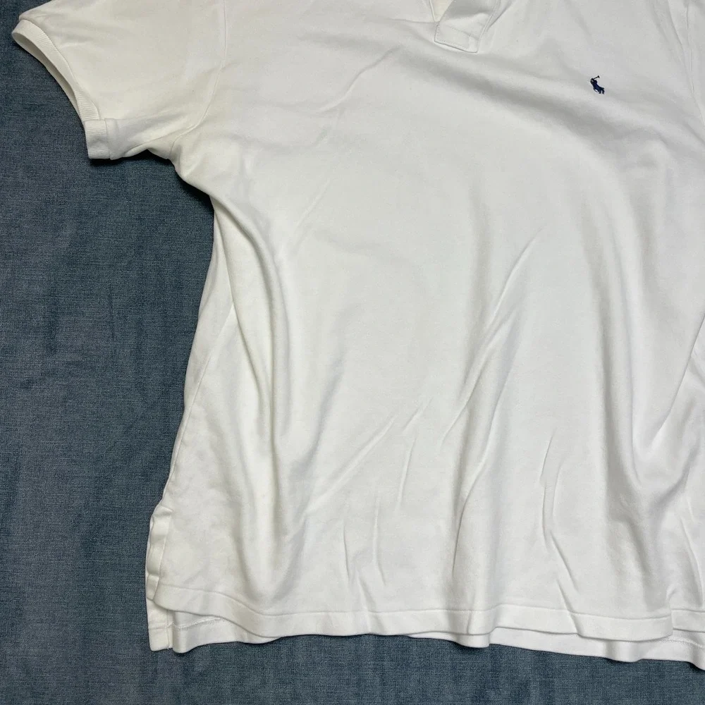 VTG Polo Ralph Lauren Polo Shirt Mens XL White Pony High Low Hem Tennis